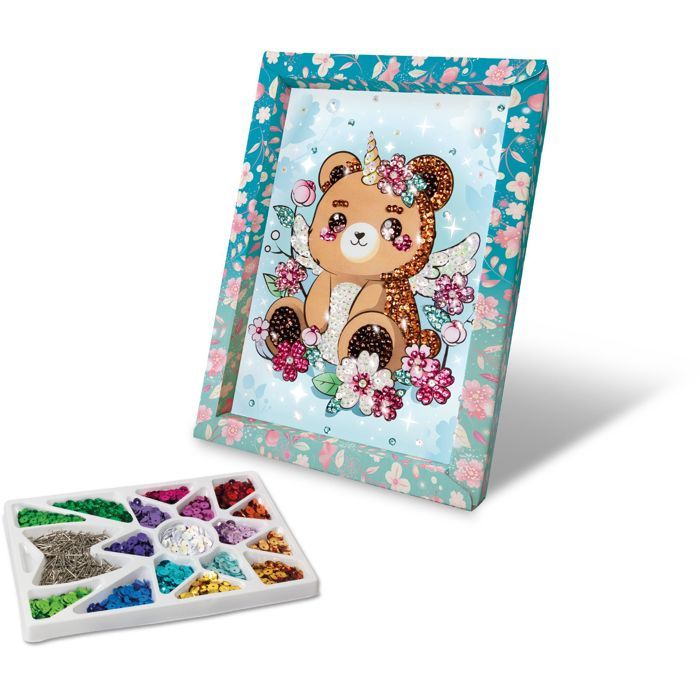 Kit loisir créatif - LANSAY - Collection sequins féérique - Ourson - Des 7 ans
