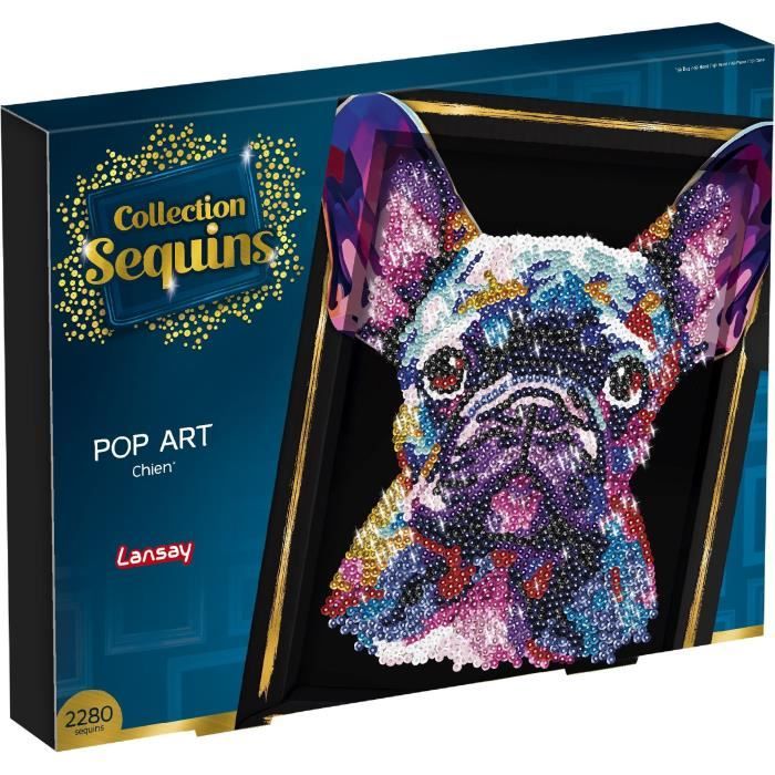 Kit loisir créatif - LANSAY - Collection Sequins - Pop art chien - Des 14 ans