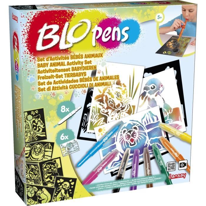 Set d'Activités Bébés Animaux - LANSAY BLOPENS - Pochoirs réutilisables - Des 5 ans