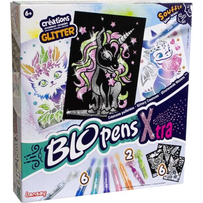 Blopens - LANSAY - Créatures pailletées - 6 pochoirs - Des 6 ans