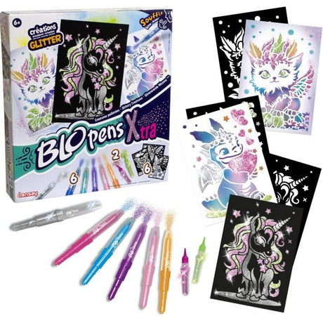 Blopens - LANSAY - Créatures pailletées - 6 pochoirs - Des 6 ans