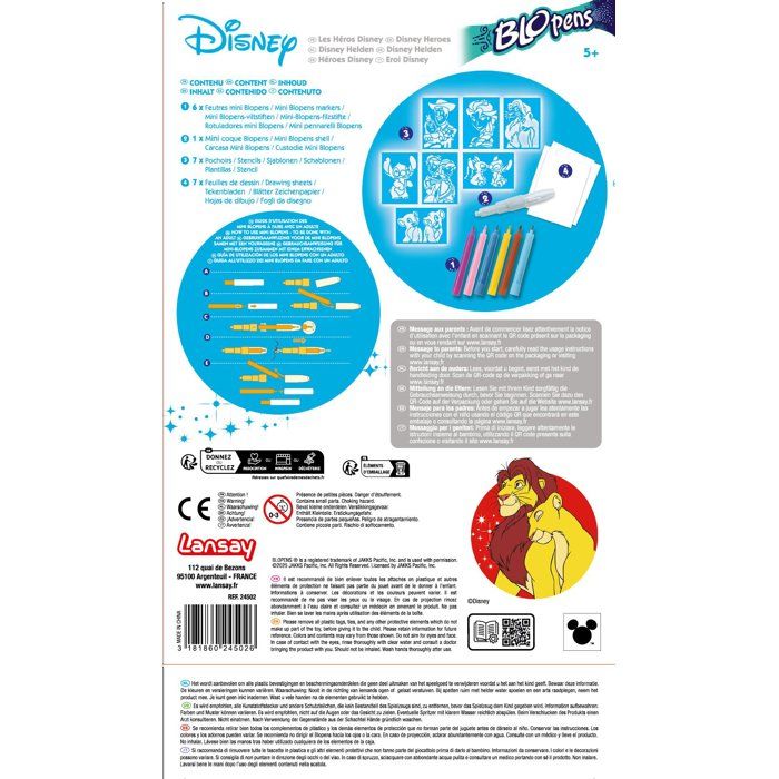 Blopens - LANSAY - Les héros Disney - 7 pochoirs - Des 5 ans
