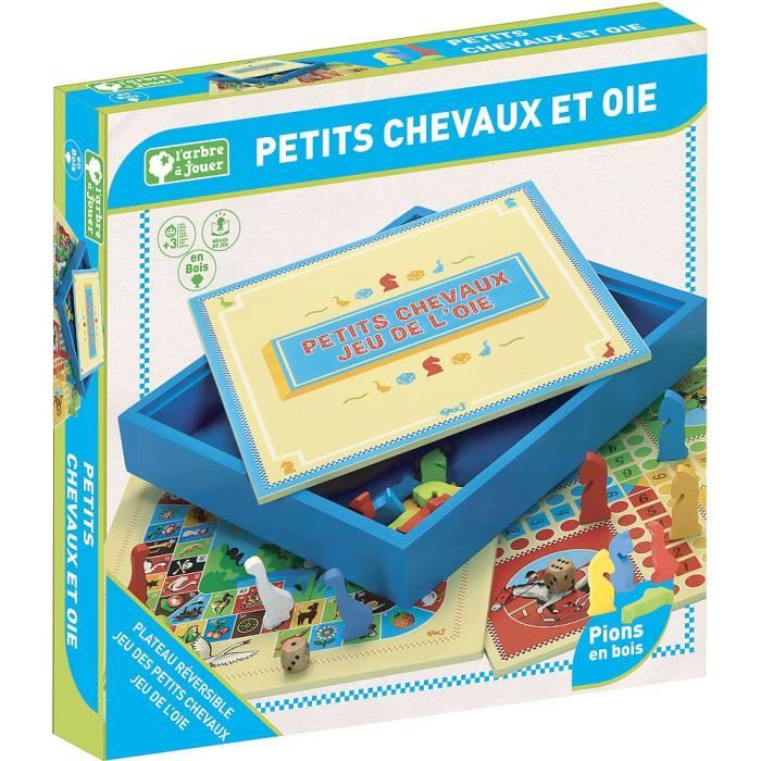 L'arbre a jouer - 66310 - jeux des petits chevaux et oie - coffret en bois