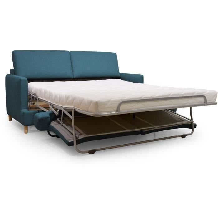 Hexagone - CanapÈ convertible 3 places - Tissu Bleu pÈtrole - L 182 x P 98 x H 82 cm - Larry