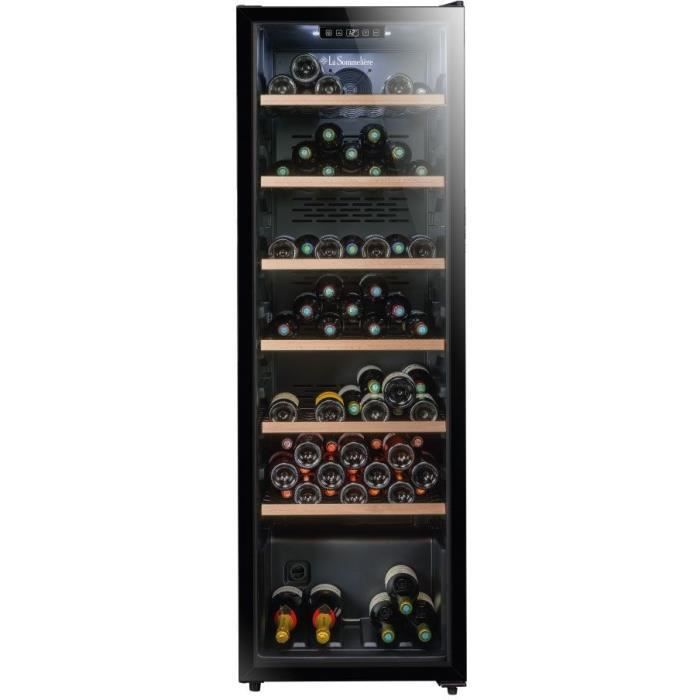 Cave a vin de vieillissement - LA SOMMELIERE - CTVNE147 - 147 bouteilles - Porte vitrée - Classe G - 54,5 x 60,4 x 167,4 cm - Noir