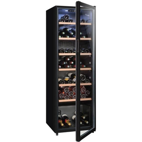 Cave a vin de vieillissement - LA SOMMELIERE - CTVNE147 - 147 bouteilles - Porte vitrée - Classe G - 54,5 x 60,4 x 167,4 cm - Noir