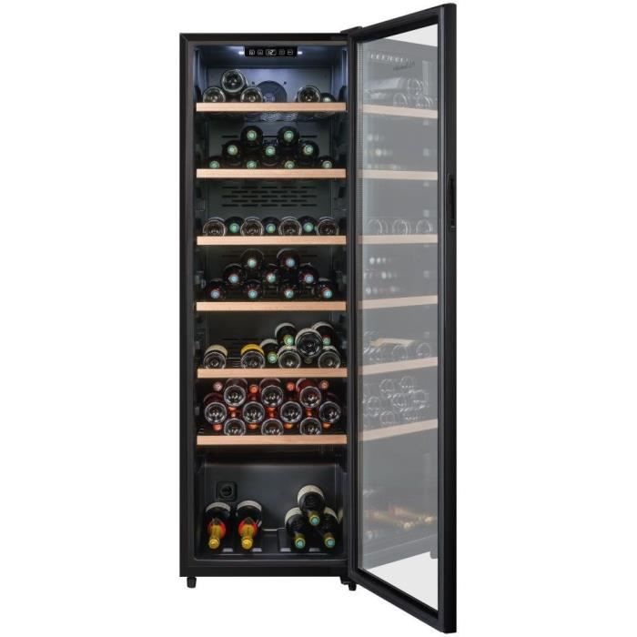 Cave a vin de vieillissement - LA SOMMELIERE - CTVNE147 - 147 bouteilles - Porte vitrée - Classe G - 54,5 x 60,4 x 167,4 cm - Noir