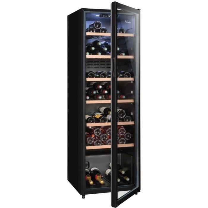 Cave a vin de vieillissement - LA SOMMELIERE - CTVNE147 - 147 bouteilles - Porte vitrée - Classe G - 54,5 x 60,4 x 167,4 cm - Noir