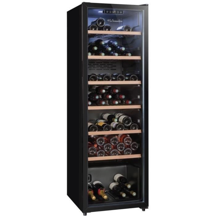Cave a vin de vieillissement - LA SOMMELIERE - CTVNE147 - 147 bouteilles - Porte vitrée - Classe G - 54,5 x 60,4 x 167,4 cm - Noir
