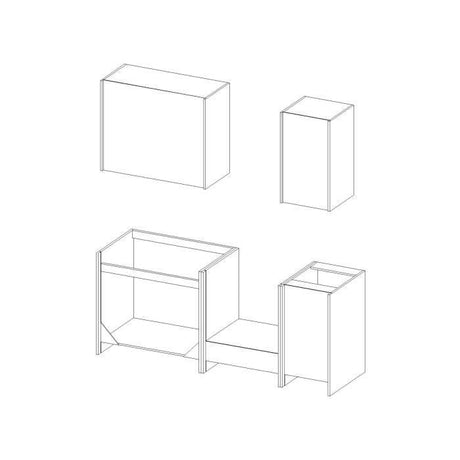 LASSEN Cuisine complete L 180 cm avec meuble four et plans de travail - 6 éléments - Gris Matera