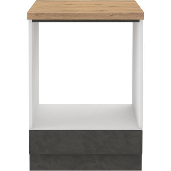 Meuble bas pour four encastrable  avec plan de travail - Gris mat - L 60 x P 51,6 x H 85 cm - LASSEN