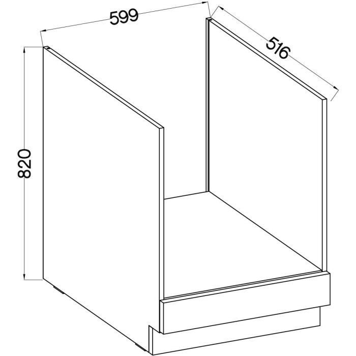 Meuble bas pour four encastrable  avec plan de travail - Gris mat - L 60 x P 51,6 x H 85 cm - LASSEN
