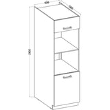 Meuble colonne four 2 portes battantes - Gris - L 60 x P 57 x H 210 cm - LASSEN