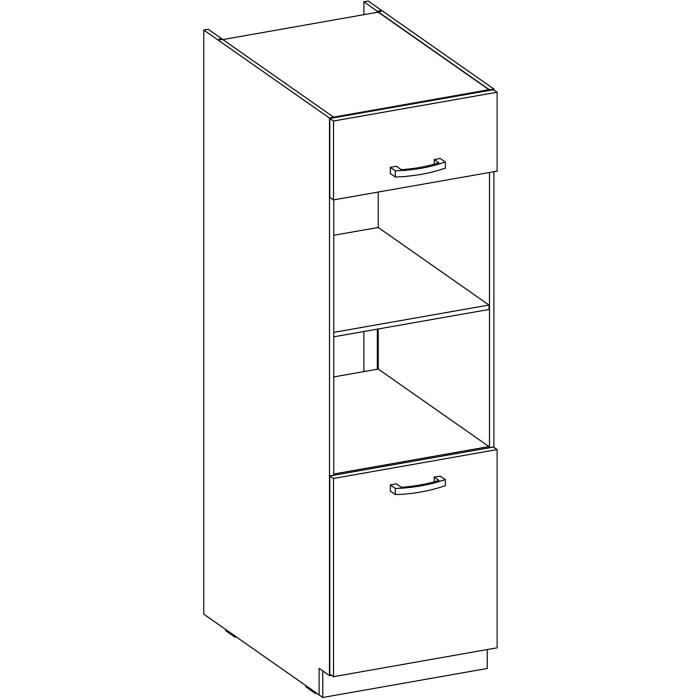 Meuble colonne four 2 portes battantes - Gris - L 60 x P 57 x H 210 cm - LASSEN