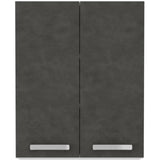 Meuble haut portes battantes - Gris mat - L 60 cm x P 31,6 x H 72 cm - LASSEN