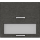Meuble haut 2 portes basculantes - L 80 x P 31,6 x H 72 - Gris mat - LASSEN
