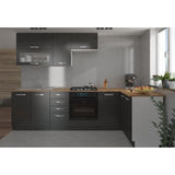 LASSEN Cuisine complete d'angle 240x165 cm avec plan de travail - Angles rÈversible - 8 ÈlÈments -  Gris Matera