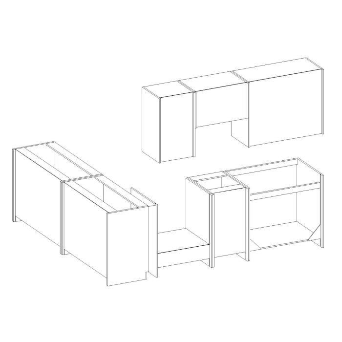 LASSEN Cuisine complete d'angle 240x165 cm avec plan de travail - Angles rÈversible - 8 ÈlÈments -  Gris Matera