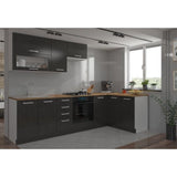 LASSEN Cuisine complete d'angle 240x165 cm avec plan de travail - Angles rÈversible - 8 ÈlÈments -  Gris Matera