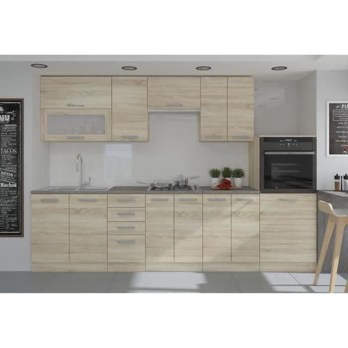 LASSEN Complete kitchen L 300 cm with half-column oven and hood - Sonoma oak decor