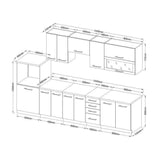 LASSEN Cuisine complete L 300 cm avec demi-colonne four et hotte - Décor chene sonoma