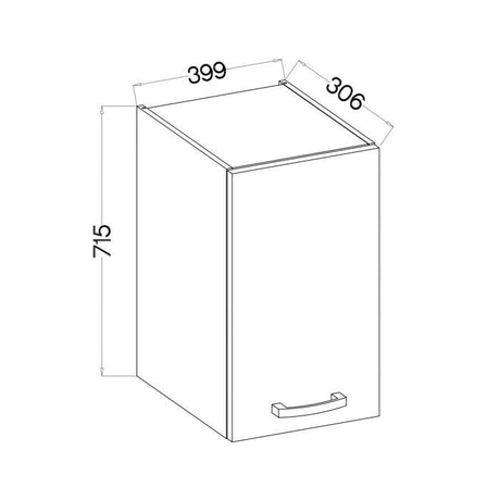 Meuble haut 1 porte battante - Décor chene sonoma - L 40 x P 31,6 x 72 cm - LASSEN