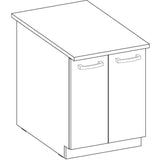 Meuble bas 2 portes battantes - Décor chęne sonoma - L 60 x P 51,6 x H 85 cm - LASSEN