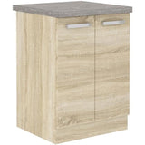 Meuble bas 2 portes battantes - Décor chęne sonoma - L 60 x P 51,6 x H 85 cm - LASSEN