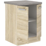 Meuble bas 2 portes battantes - Décor chęne sonoma - L 60 x P 51,6 x H 85 cm - LASSEN