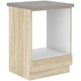 Meuble bas pour four encastrable  avec plan de travail - Décor chene sonoma - L 60 x P 51,6 x H 85 cm - LASSEN