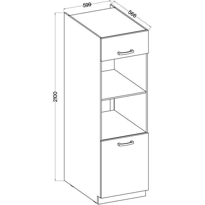 Meuble colonne four 2 portes battantes - Décor chene sonoma - L 60 x P 57 x H 210 cm - LASSEN