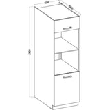 Meuble colonne four 2 portes battantes - Décor chene sonoma - L 60 x P 57 x H 210 cm - LASSEN