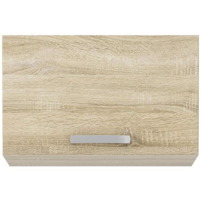 Meuble hotte porte basculante - Décor chene sonoma - L 60 x 31,6 x H 36 cm - LASSEN