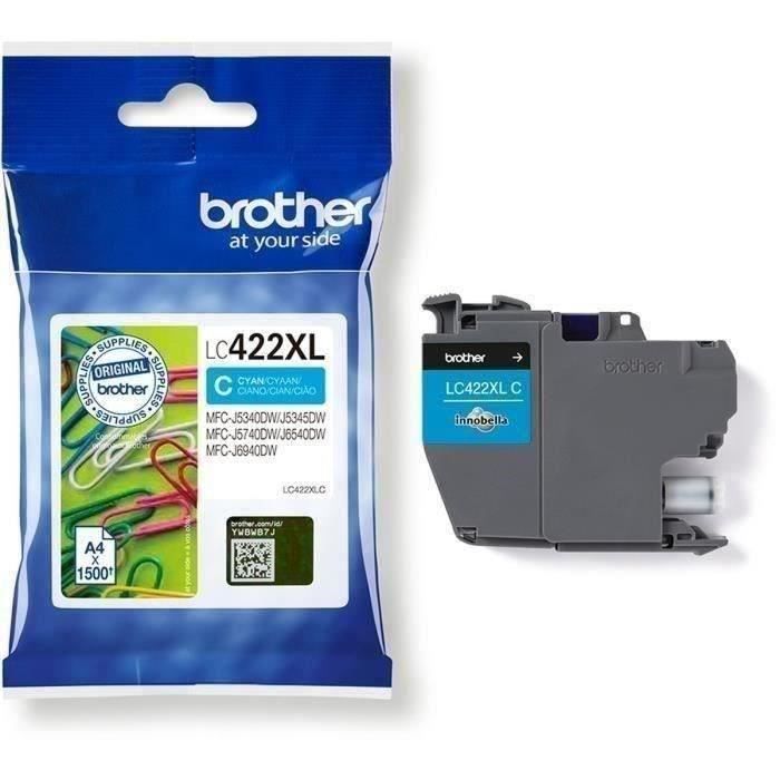 Cartridge LC422XLC - BROTHER - Cyan - 1500 p - For Business Smart MFC-J5340DW, MFC-J5345DW, MFC-J5740DW, MFC-J6540DW and