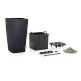 LECHUZA Pot de fleurs - Cubico color 40 - 39,5 x 39,5 x 75,5 cm - 31 L - Kit complet - Gris ardoise