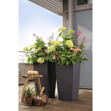 LECHUZA Pot de fleurs - Cubico color 40 - 39,5 x 39,5 x 75,5 cm - 31 L - Kit complet - Gris ardoise