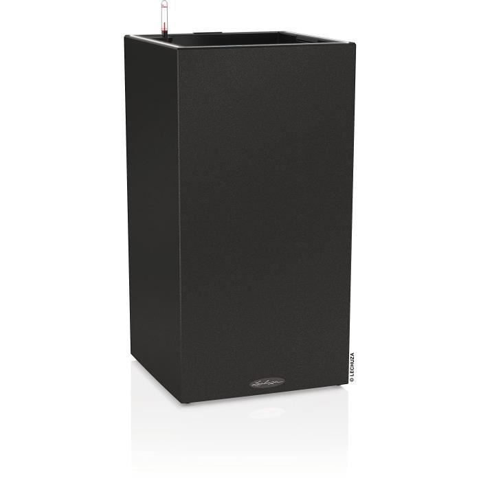 LECHUZA Pot de fleurs - Canto Stone 40 - 40 x 40 x 76 cm - Kit complet - Noir graphite