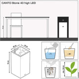 LECHUZA Pot de fleurs - Canto Stone 40 - 40 x 40 x 76 cm - Kit complet - Noir graphite
