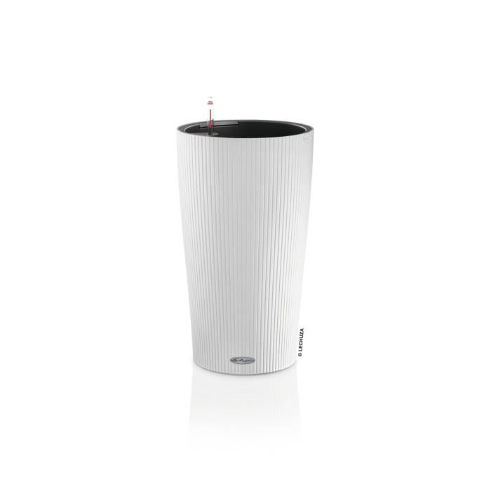 LECHUZA Pot de fleurs - Cilindro color 32 - Ø 32 x 56 cm -  13 L - Kit complet - Blanc