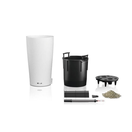 LECHUZA Pot de fleurs - Cilindro color 32 - Ř 32 x 56 cm -  13 L - Kit complet - Blanc