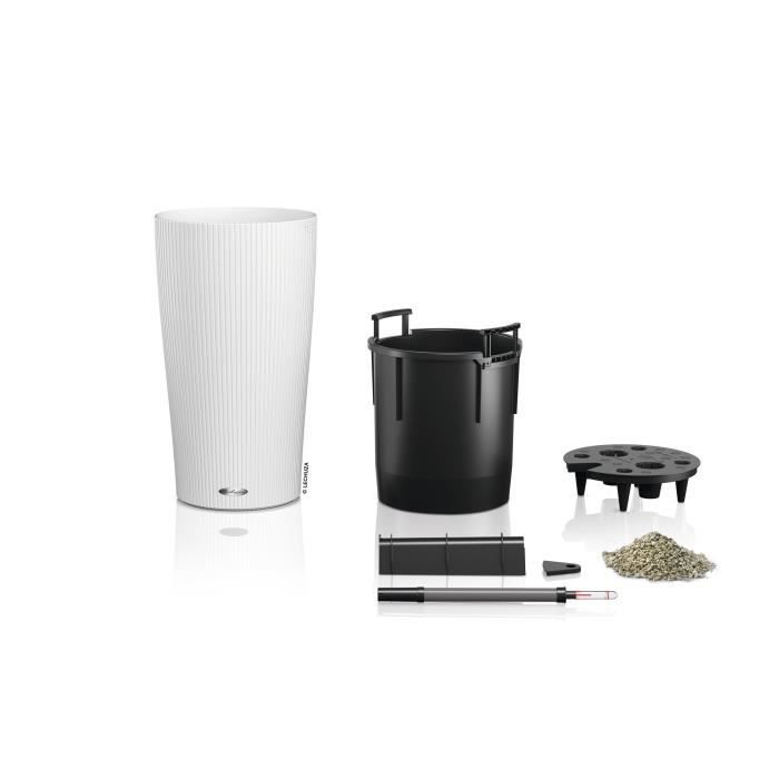 LECHUZA Pot de fleurs - Cilindro color 32 - Ø 32 x 56 cm -  13 L - Kit complet - Blanc