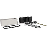 LECHUZA Jardiniere Trio Cottage 30 - 100 x 32,5 x 34,5 cm - 100 % recyclable - Kit complet gris clair