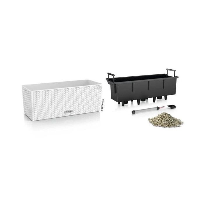 LECHUZA Jardiniere Balconera Cottage 50 - Blanc - 44x33 cm - Avec réserve d'eau