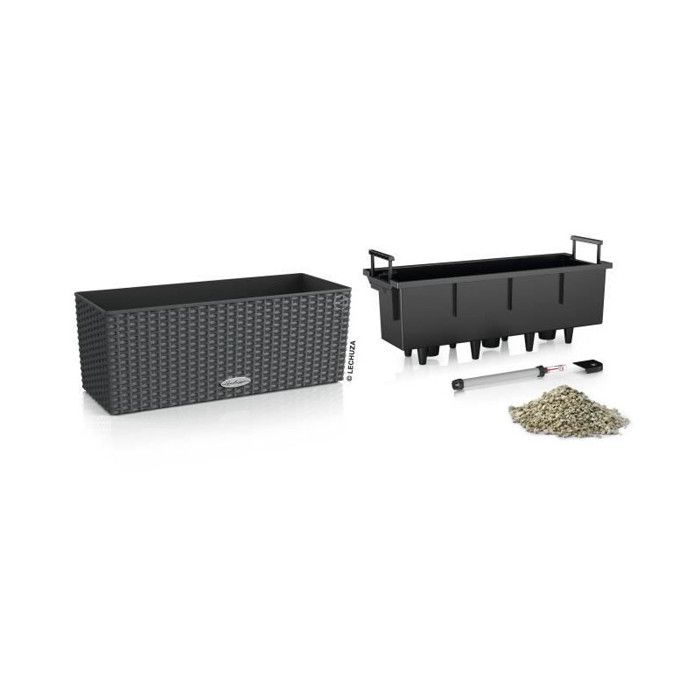 LECHUZA Jardiniere - Balconera Cottage 50 50 x 19 x 19 cm - Kit Complet - Granit