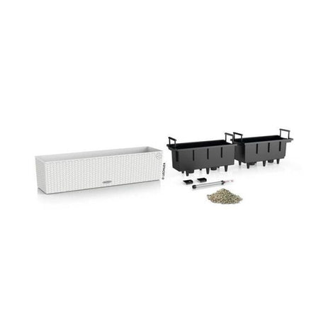 LECHUZA Jardiniere - Balconera cottage 80 - 79 x 19 x 19 cm - 12 L - Kit complet - Blanc
