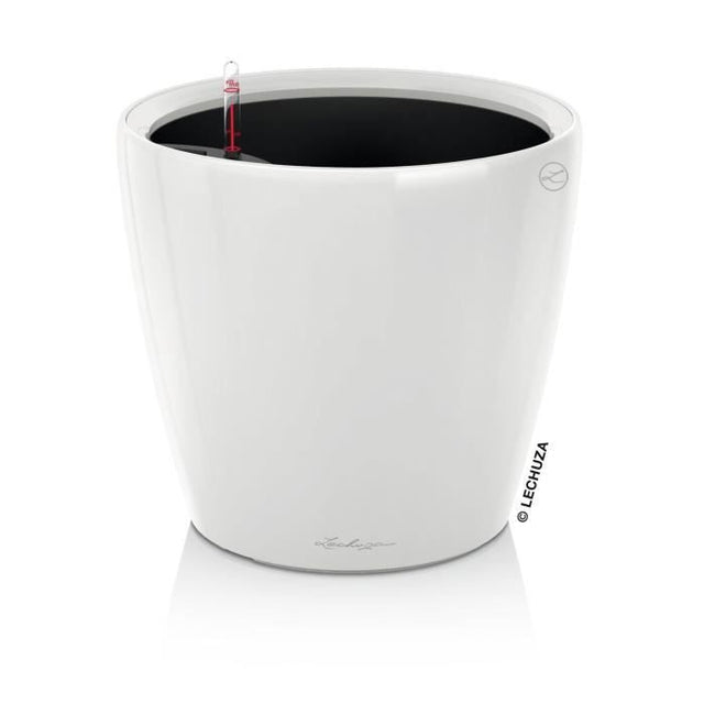 LECHUZA Pot de fleurs - Classico Premium LS 21 - Ř 22 x 20 cm - 3 L - Kit complet - Arrosage automatique - Blanc brillant