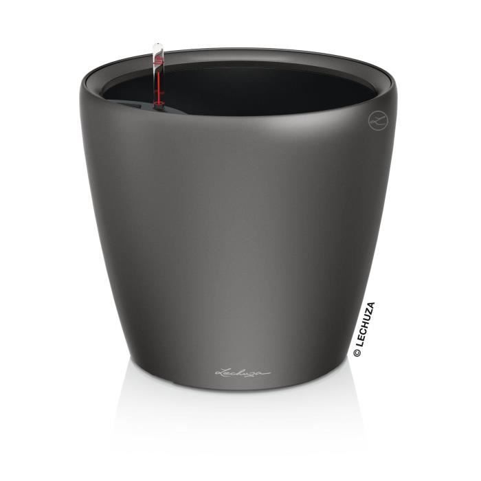 LECHUZA Pot de fleurs Classico Premium - Kit complet - Anthracite métallisé - Ř 21 x H20 cm - 3 L de capacité