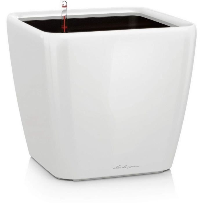 Flower pot - LEC - Quadro Premium LS 50 - glossy white - integrated irrigation system