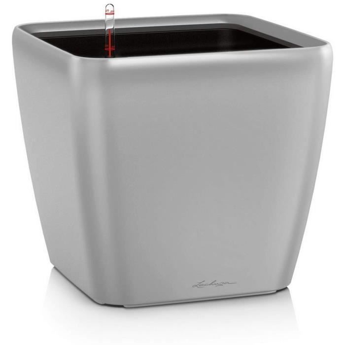 Flower pot - LEC - Quadro Premium LS 50 - metallic silver - 15 L - integrated irrigation system