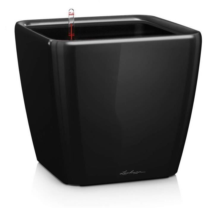 Flower pot - LEC - Quadro Premium LS 50 - glossy black - with water reserve - 50 x 50 x 46.5 cm